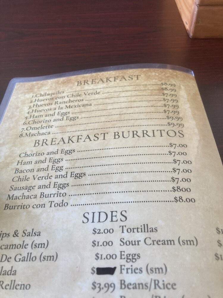 Las Rosas - Fresno, CA menu_pic