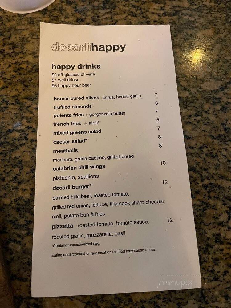 Decarli - Beaverton, OR menu_pic