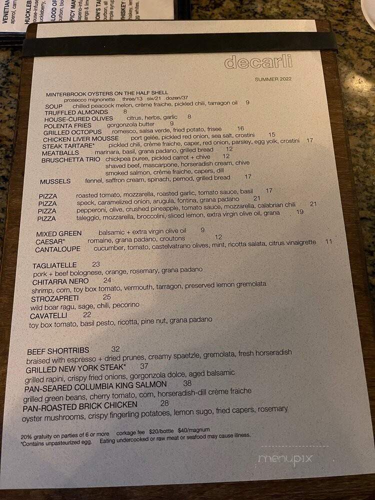 Decarli - Beaverton, OR menu_pic