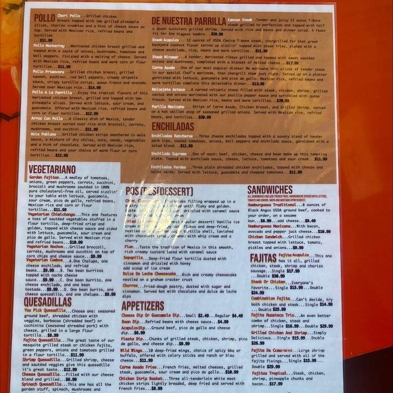 Acapulco Mexican Restaurant, Inc. - Moundsville, WV menu_pic