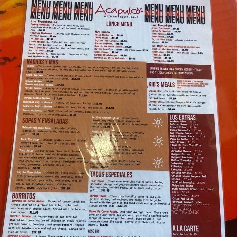 Acapulco Mexican Restaurant, Inc. - Moundsville, WV menu_pic