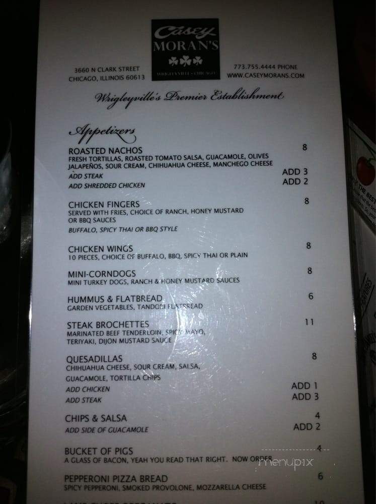 Casey Moran's - Chicago, IL menu_pic