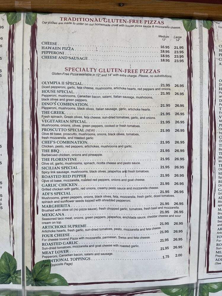 Olympia Pizza & Pasta - Seattle, WA menu_pic