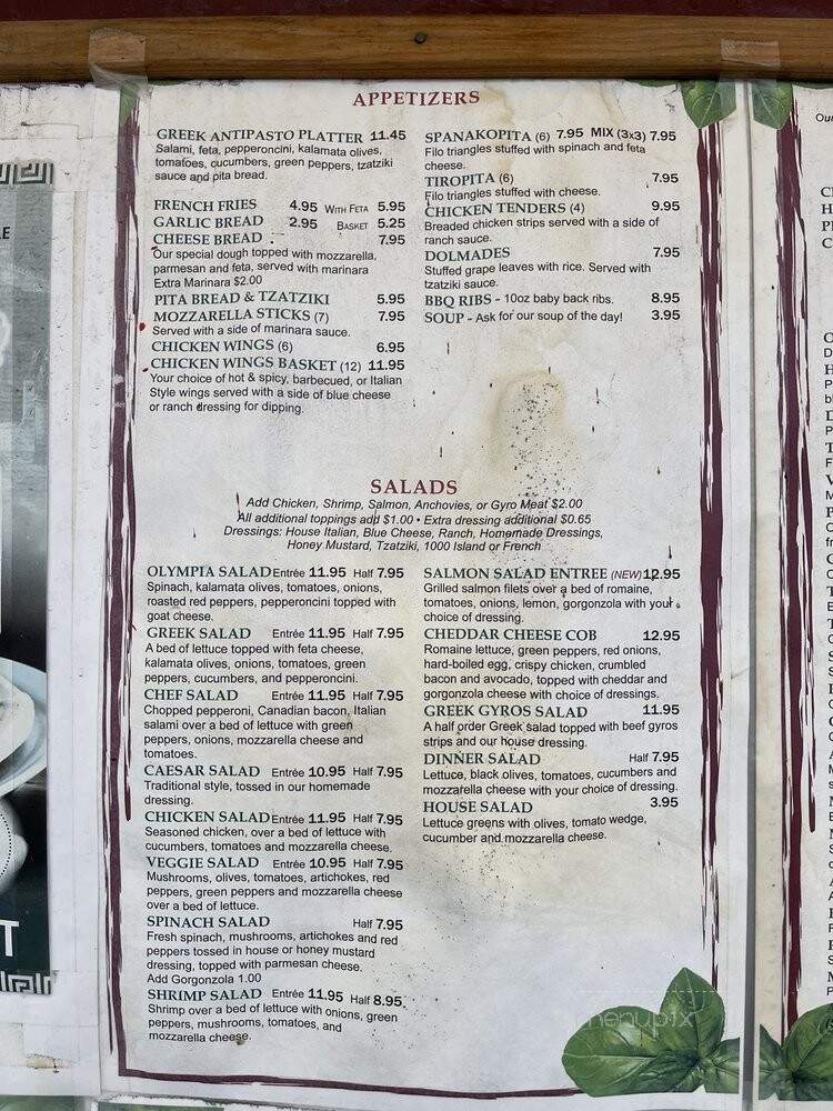 Olympia Pizza & Pasta - Seattle, WA menu_pic