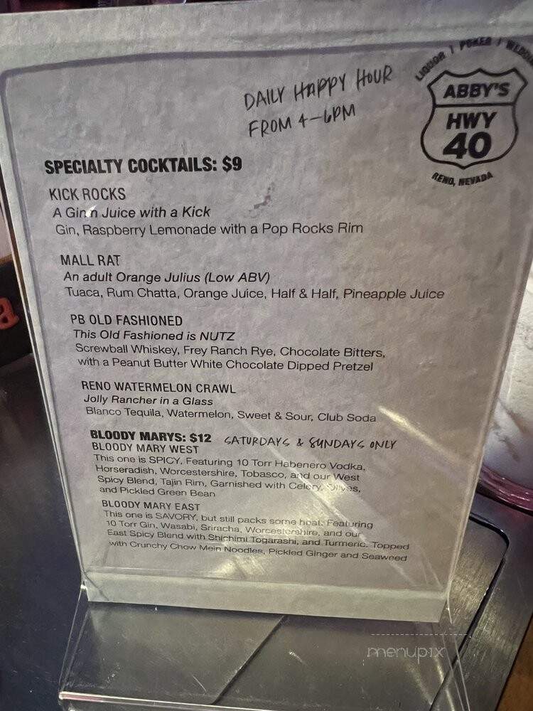 Abby's Highway 40 - Reno, NV menu_pic