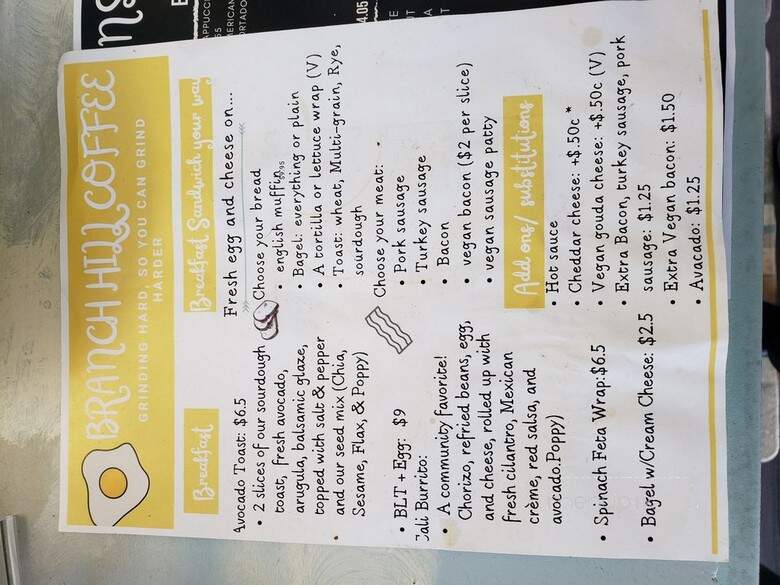 Branch Hill Coffee - Loveland, OH menu_pic