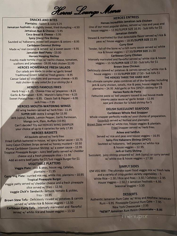 Heroes - Dallas, TX menu_pic