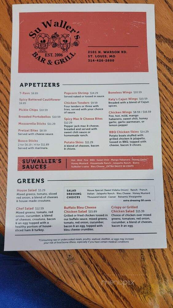 SuWaller's Bar & Grill - Saint Louis, MO menu_pic