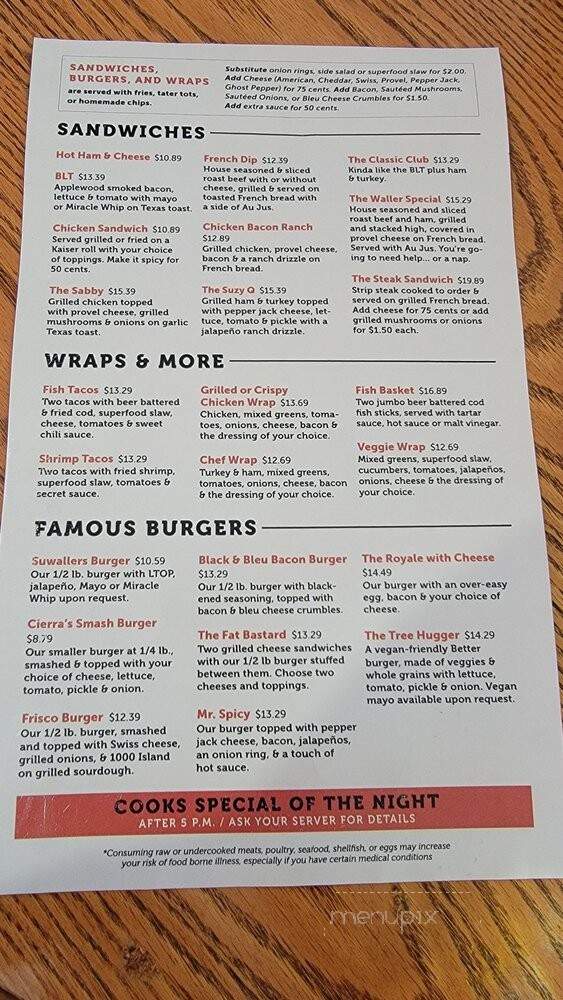SuWaller's Bar & Grill - Saint Louis, MO menu_pic
