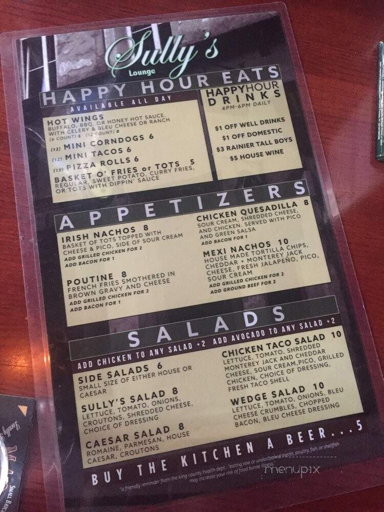 Sully's Lounge - Seattle, WA menu_pic