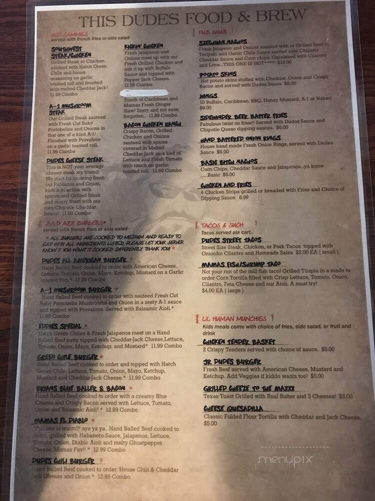 Arrowhead Bar - Congress, AZ menu_pic