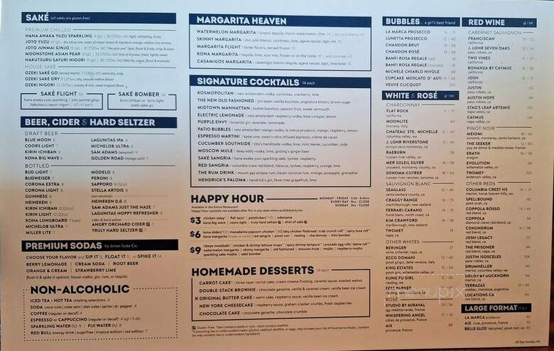 Kona Grill - Tampa, FL menu_pic