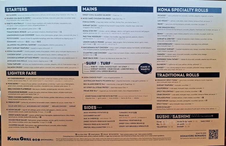Kona Grill - Tampa, FL menu_pic