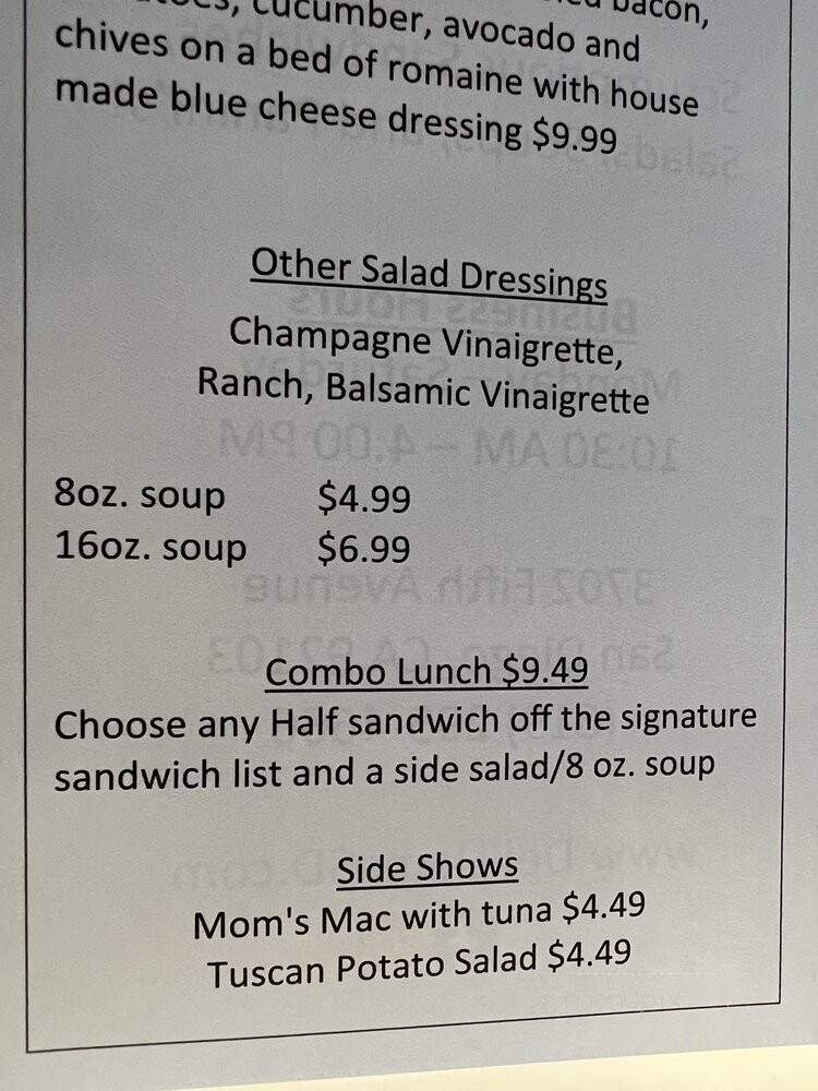 Deli Llama - San Diego, CA menu_pic