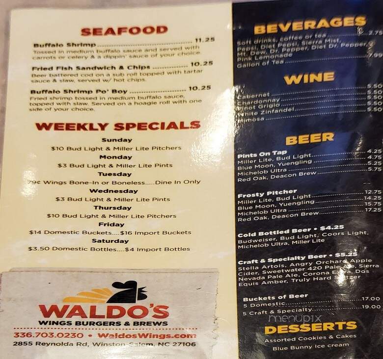 Waldo's Wings - Winston Salem, NC menu_pic