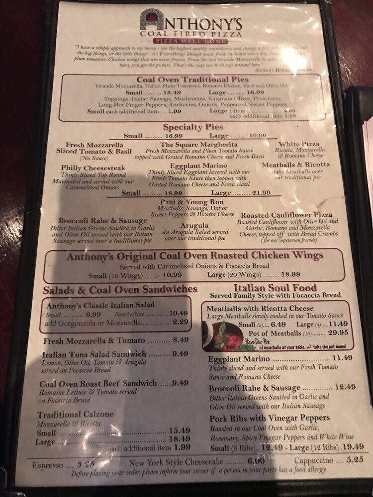 Anthony's Coal Fired Pizza - Horsham, PA menu_pic