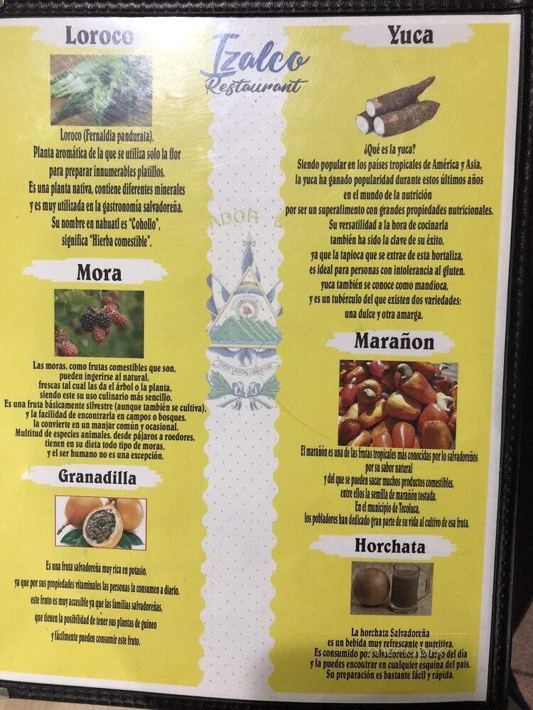 Izalco Restaurant - Chicago, IL menu_pic