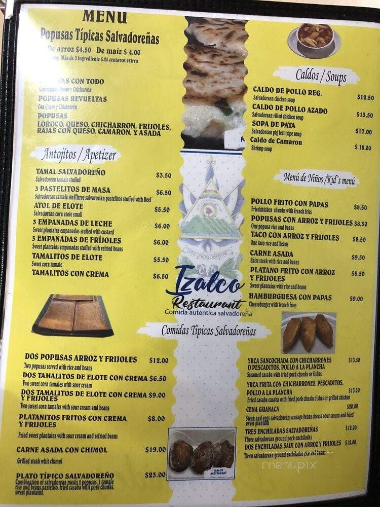 Izalco Restaurant - Chicago, IL menu_pic