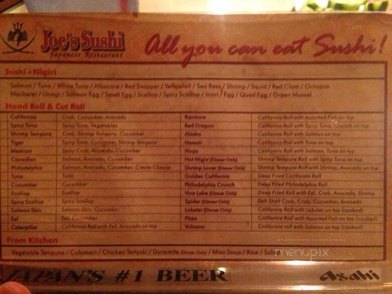 Joe's Sushi - La Habra, CA menu_pic