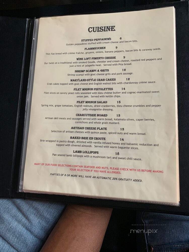 The Wine Loft - Birmingham, AL menu_pic