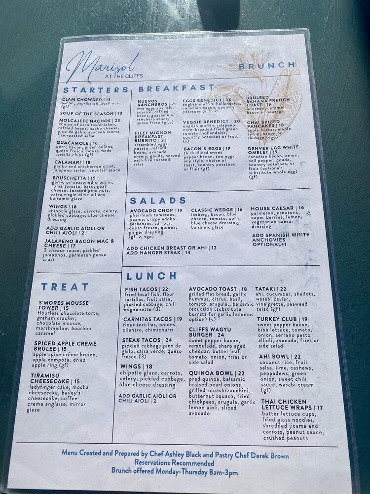 Marisol at the Cliffs Resort - Pismo Beach, CA menu_pic