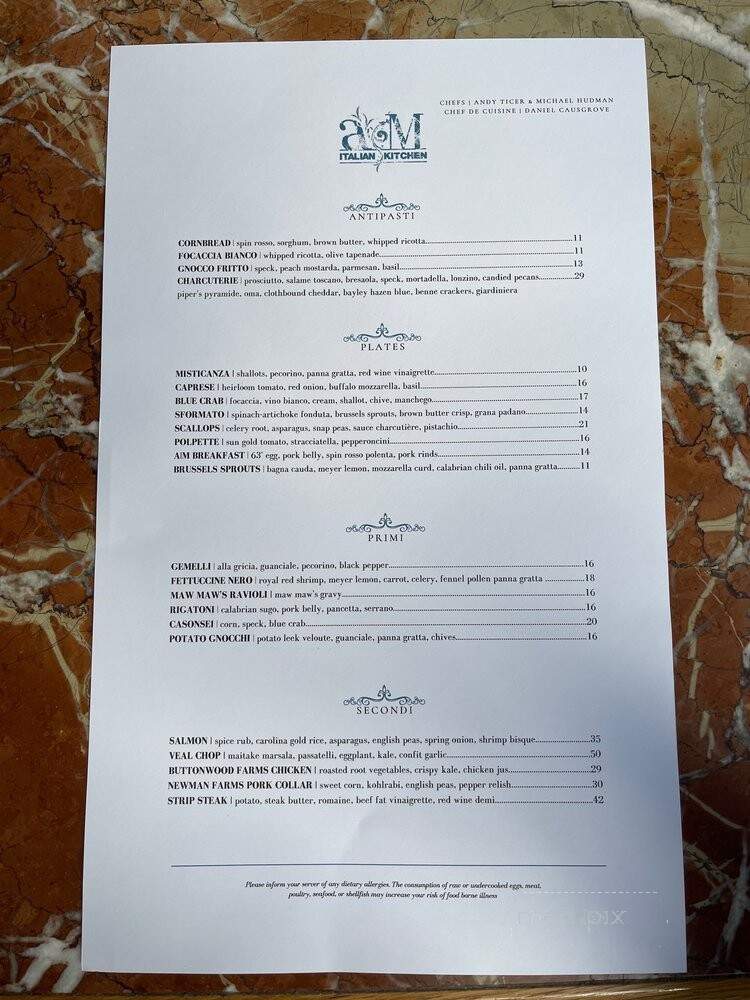 Andrew Michael Italian Kitchen - Memphis, TN menu_pic