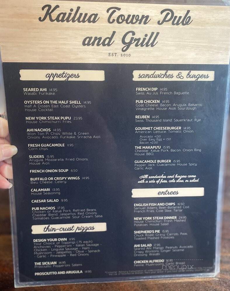 kailua Pub and Grill - Kailua, HI menu_pic