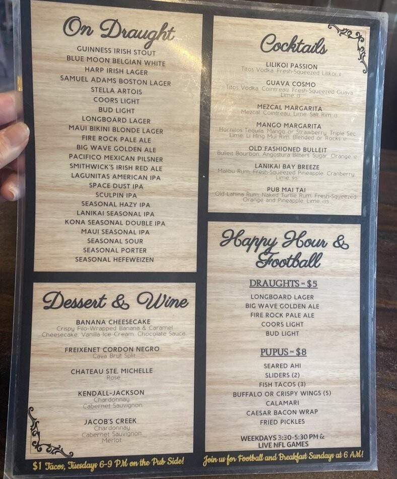 kailua Pub and Grill - Kailua, HI menu_pic