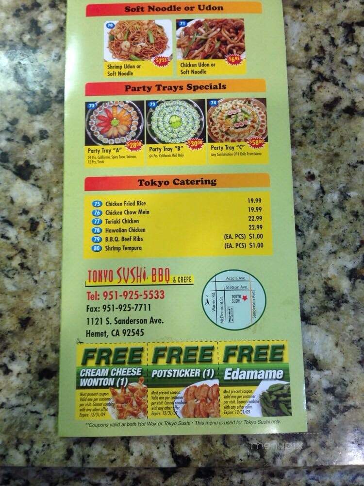 Toyko Sushi & BBQ - Hemet, CA menu_pic