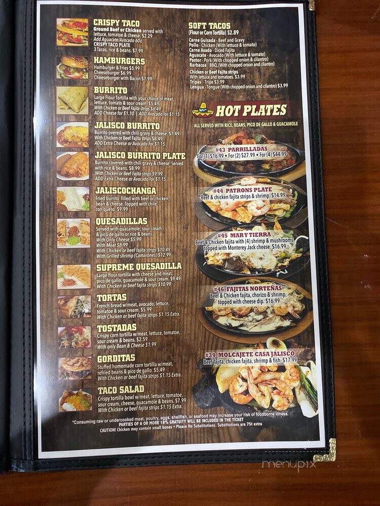 Taqueria Jalisco - Lockhart, TX menu_pic