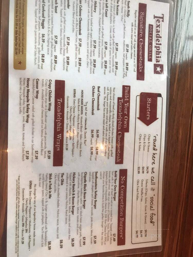 Texadelphia Social Grill - Oklahoma City, OK menu_pic