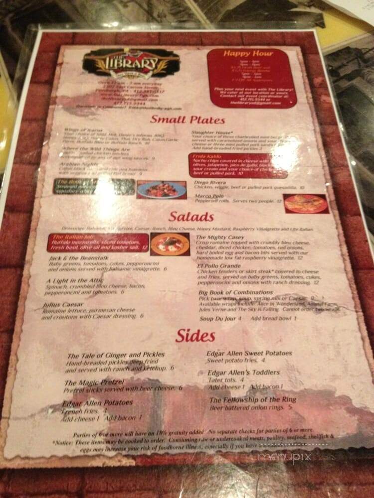 Library - Pittsburgh, PA menu_pic