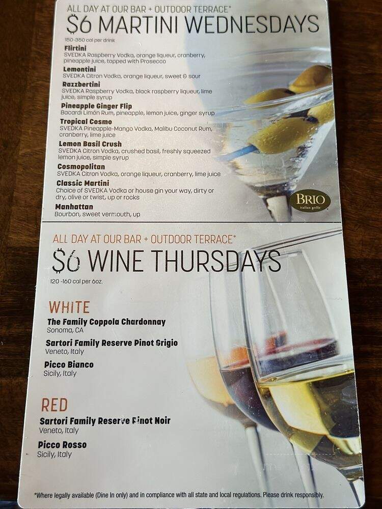 Brio Tuscan Grille - West Hartford, CT menu_pic
