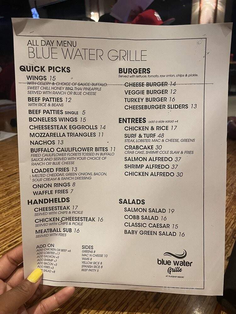 Blue Water Grille - Atlantic City, NJ menu_pic
