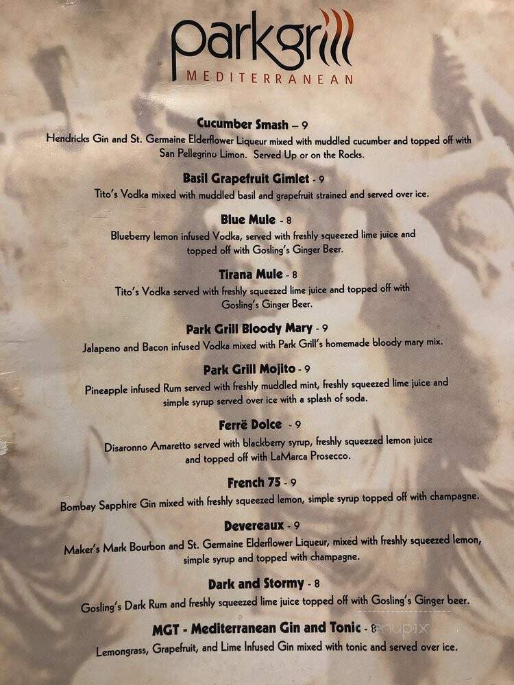 Park Grill - Grosse Pointe Park, MI menu_pic