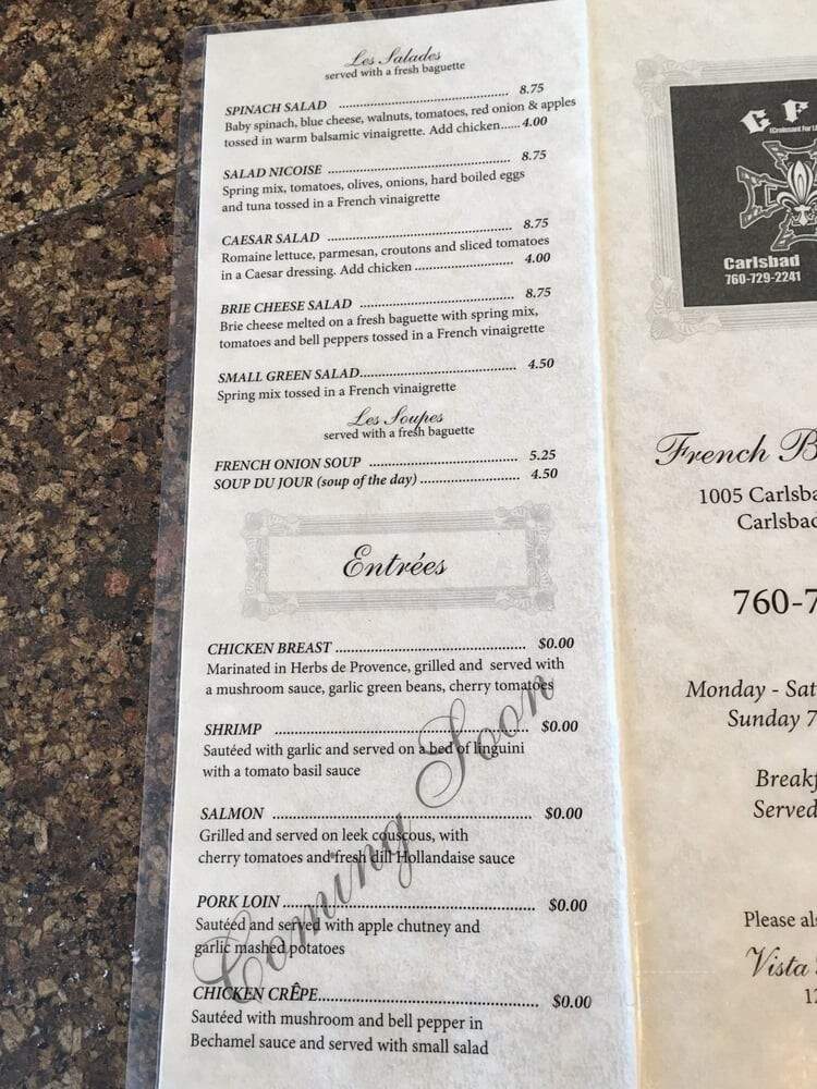 French Bakery - Carlsbad, CA menu_pic