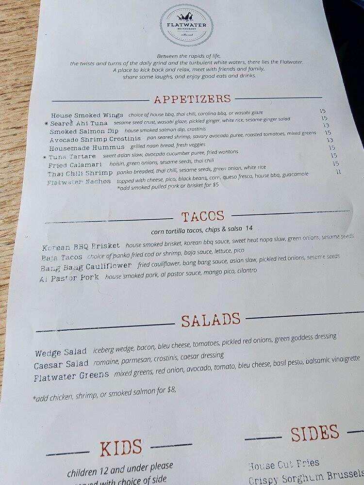 Flatwater Restaurant - Indianapolis, IN menu_pic