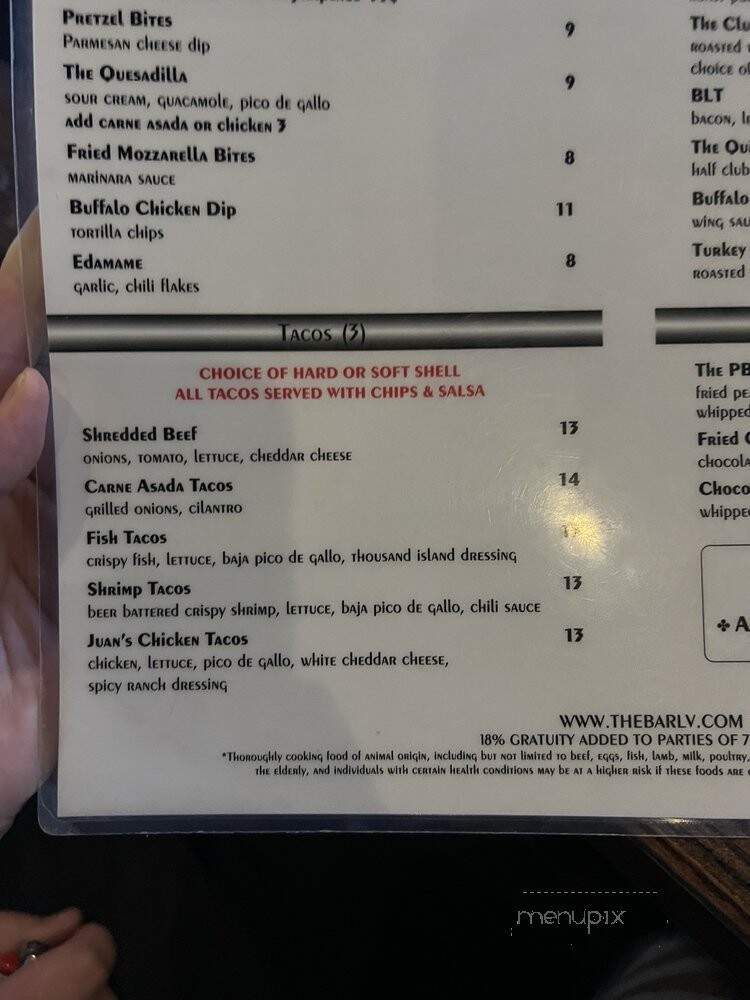 The Bar - Henderson, NV menu_pic