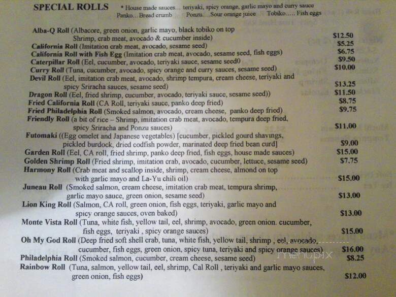 Sushi Garden ll - Turlock, CA menu_pic