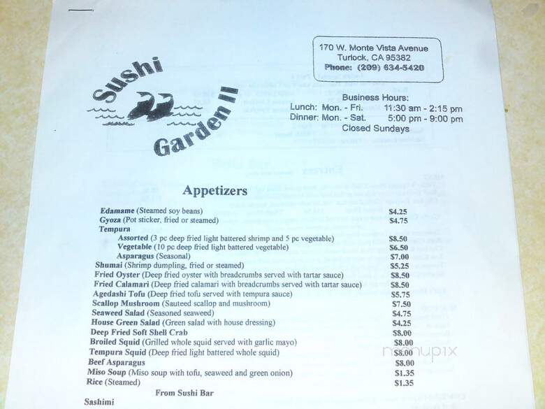 Sushi Garden ll - Turlock, CA menu_pic