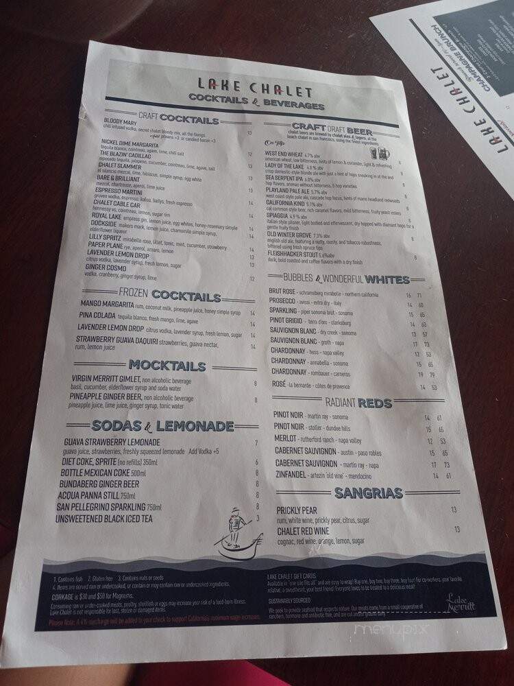 Lake Chalet - Oakland, CA menu_pic