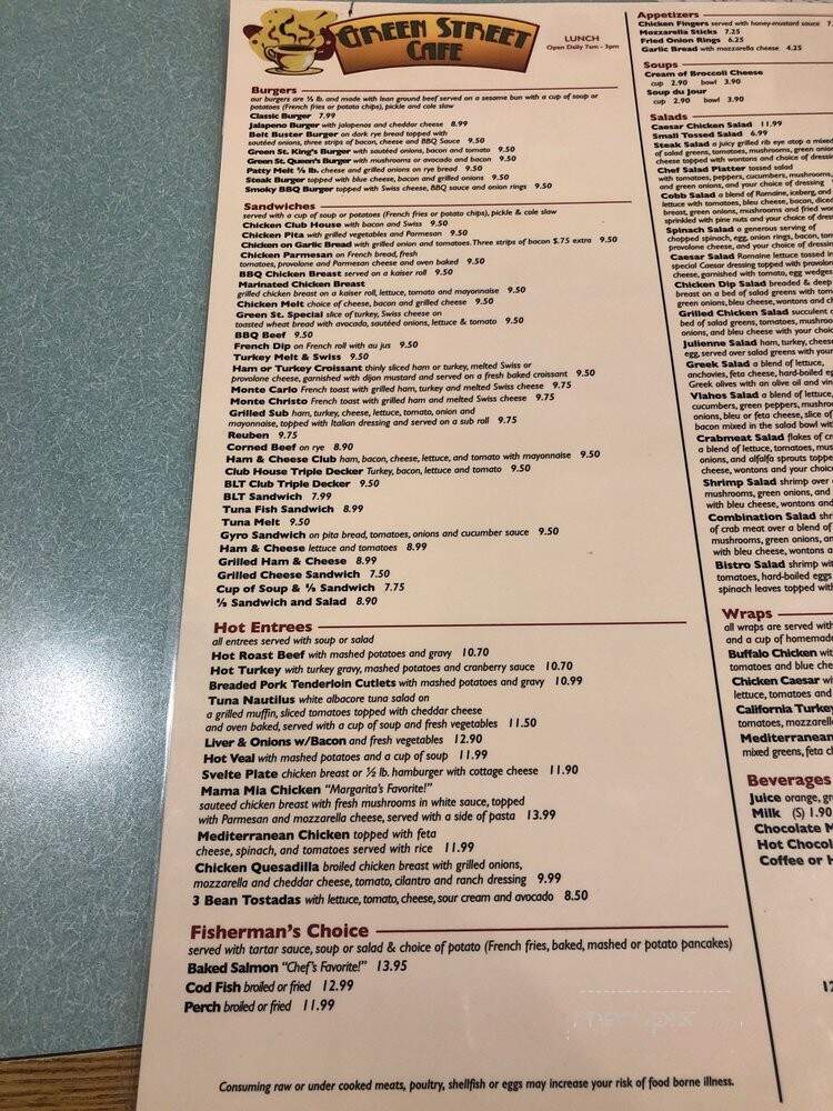 Green Street Cafe - McHenry, IL menu_pic
