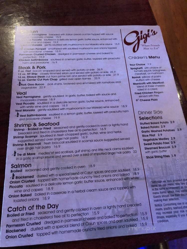Gigi's Italian - St Petersburg, FL menu_pic