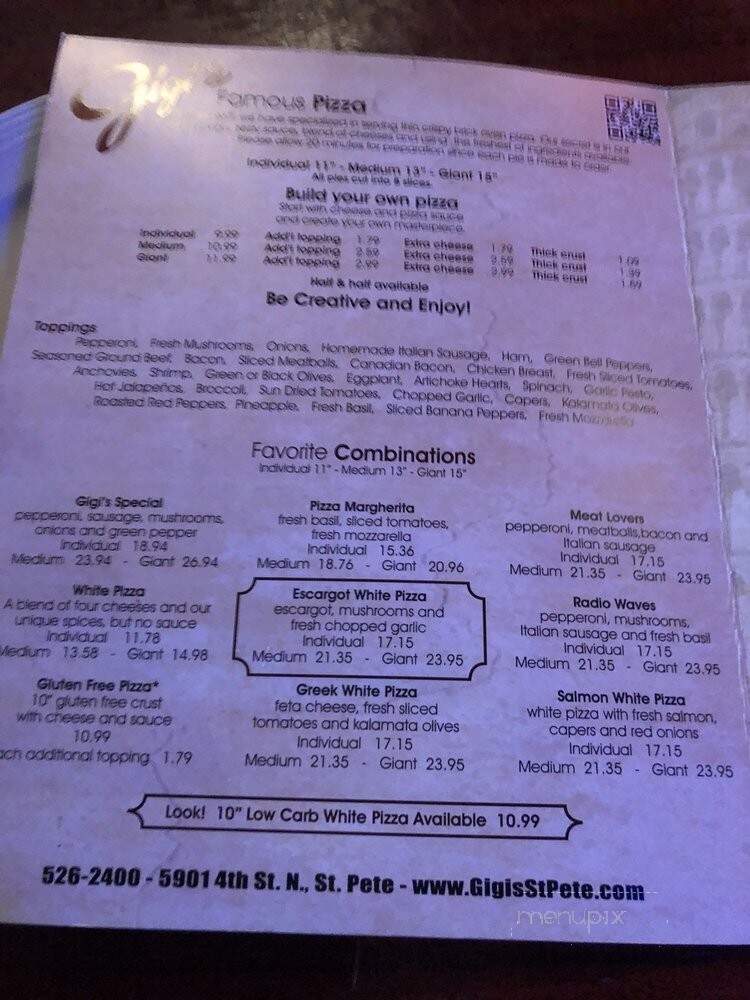 Gigi's Italian - St Petersburg, FL menu_pic