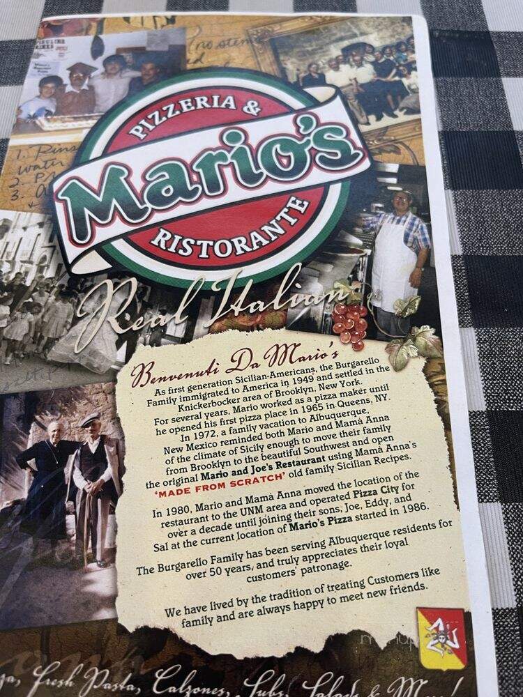 Mario's Pizzeria & Ristorante - Albuquerque, NM menu_pic