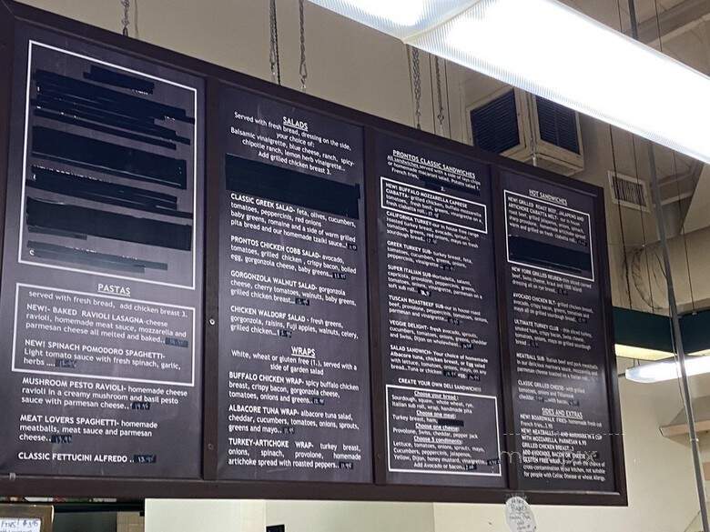 Pronto's - Carlsbad, CA menu_pic