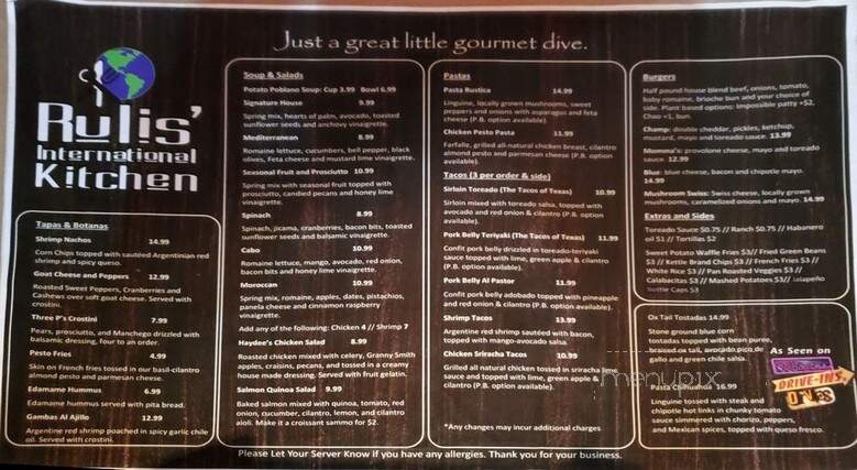 Rulis' International Kitchen - El Paso, TX menu_pic