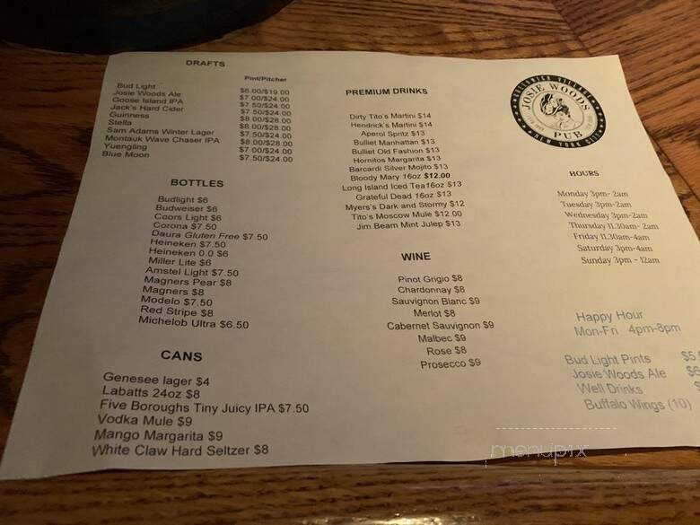 Josie Woods - New York, NY menu_pic