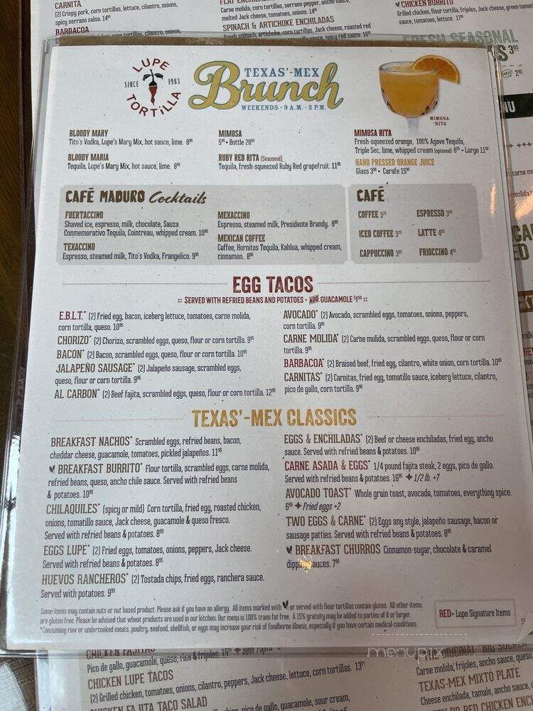 Lupe Tortilla's - Houston, TX menu_pic