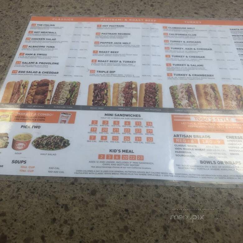 Togo's - Clovis, CA menu_pic